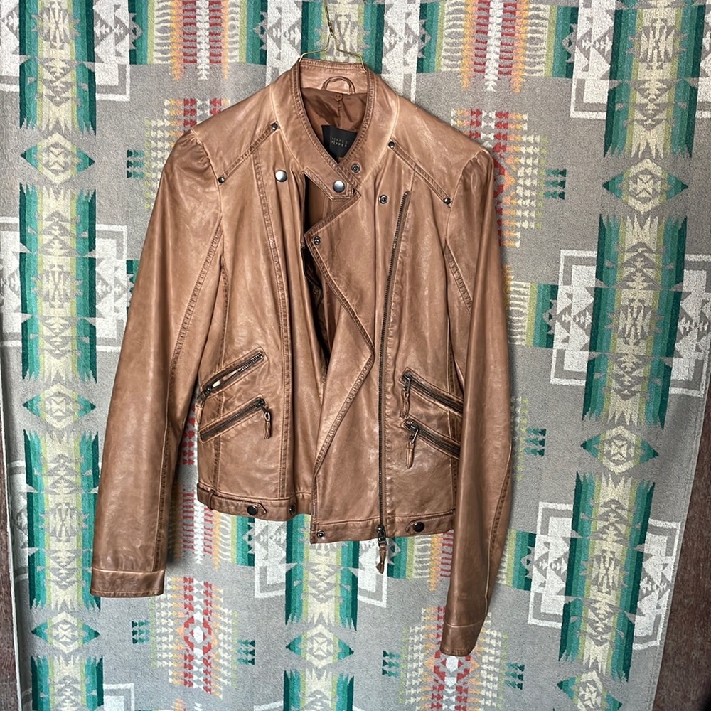Brown pleather jacket.